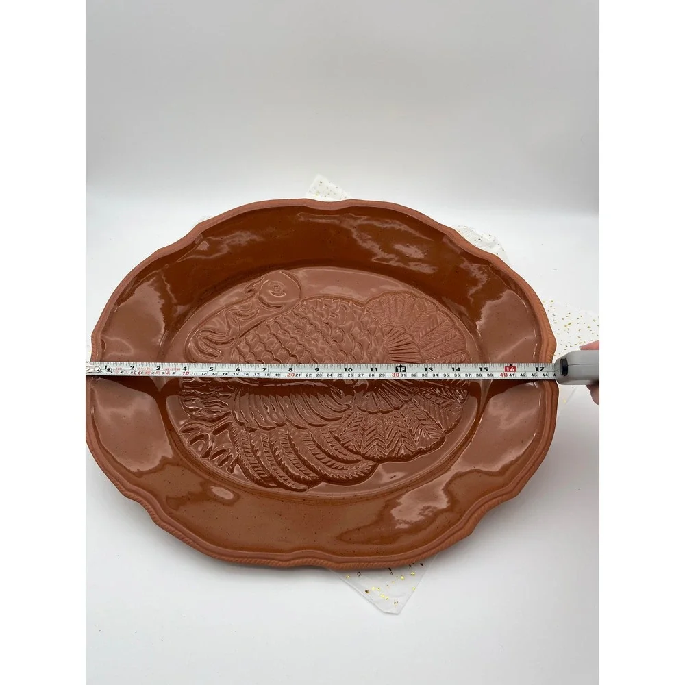 Unbranded Turkey Serving Platter Unisex Large Brown Excellent Terracotta USA
